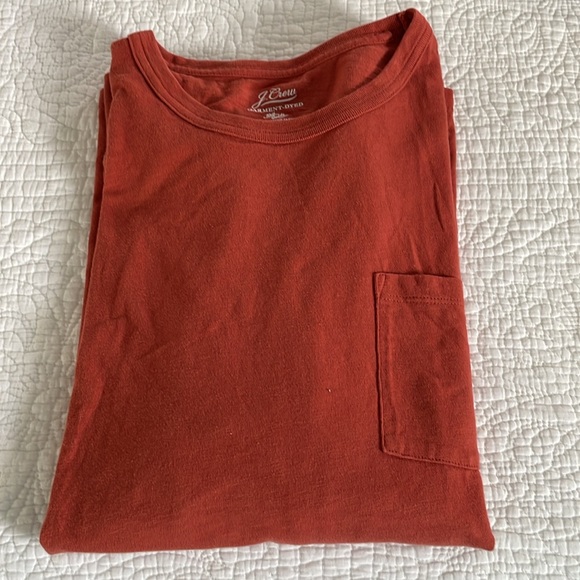 J. Crew Garment-Dyed Knit Goods Rust Long Sleeve T-shirt (Size Medium) - Picture 5 of 5